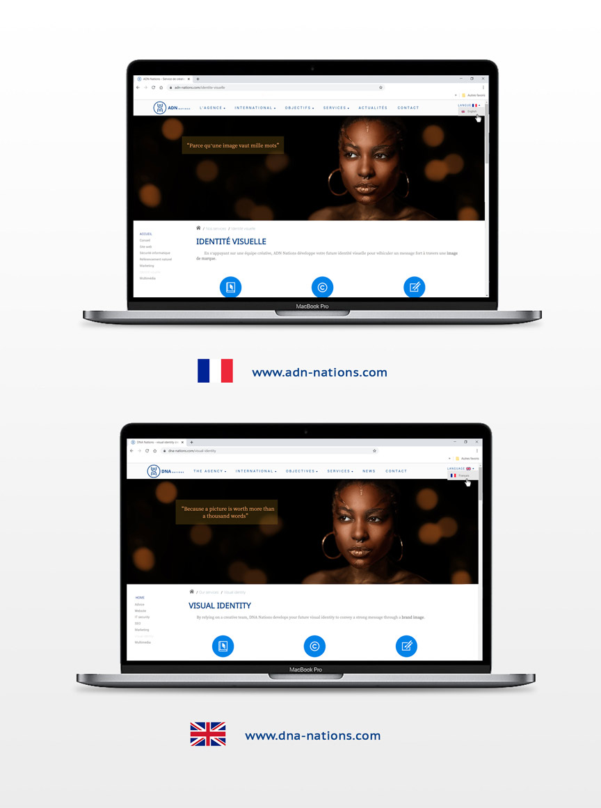 version multilingue du site Web de ADN Nations